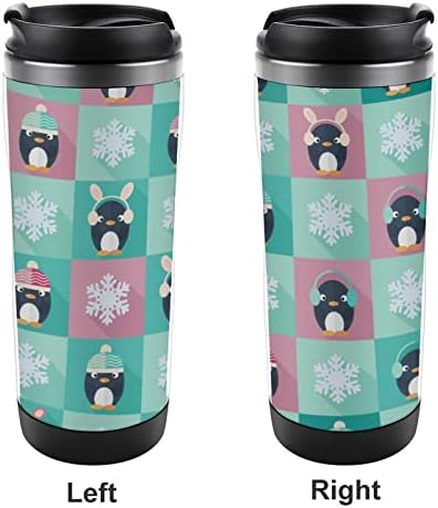 A pingvinek meg Hópelyhek Utazási kávéscsészék Fedél Hőszigetelt Poharak, Rozsdamentes Acél duplafalú Üveg Víz