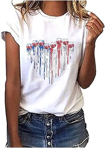 Július 4.-Póló Női Amerikai Lobogó Ing, július 4-én az USA Hazafias Póló Napraforgó Amerikai Zászló Nyomtatás Blúz Felső