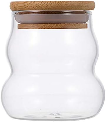 Cabilock Snack csomagolóüveg Candy Jar a fa Tetejét Díszítő Candy Tál Fűszerezés Üveg Tartály Élelmiszer-Tároló Tartályok