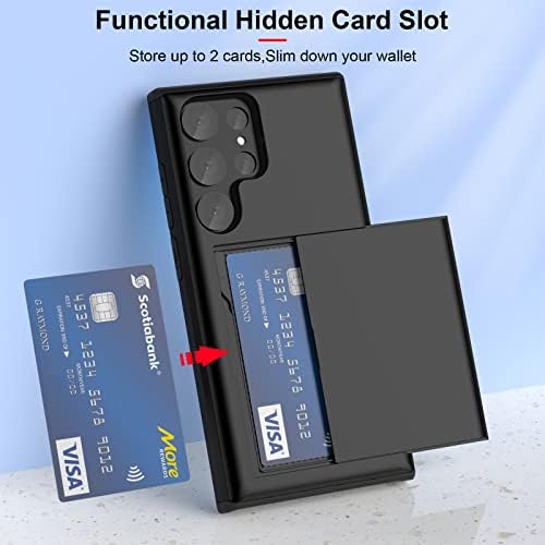 Kompatibilis a Galaxy S23 Ultra Esetben Pénztárca Hitelkártya Birtokos ID Kártya Nyílásba, Ütésálló, Kemény PC TPU Telefon