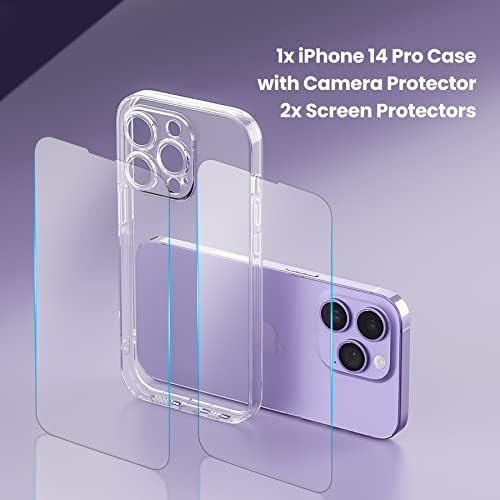 DeeprBlu Tervezett iPhone 14 Pro-Ügyben [Anti-Sárgás] a Kamera Lencséjét Védő, 2X Edzett képernyővédő fólia, univerzális