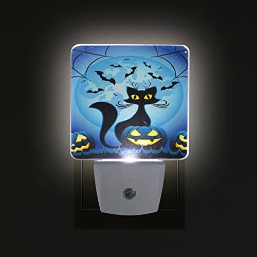 OREZI 2 Csomag Aranyos Fekete Macska Este Ligh Halloween Macska Tök Plug-in LED Nightlights Auto Alkonyat-hogy-Hajnal