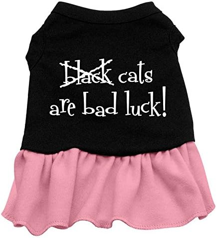Délibáb Pet Termékek 8 Hüvelykes Fekete Macska balszerencsét hoz Képernyő Nyomtatás Ruha, X-Kicsi, Fekete, Rózsaszín