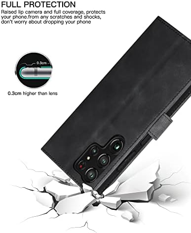 Eastcoo Flip Pénztárca tok Samsung Galaxy S23 Ultra, [3 Kártya Slot][Állvány Funkció] PU Bőr Ütésálló Védő burkolata
