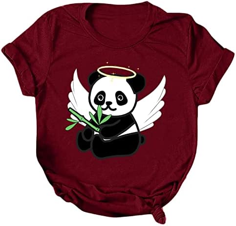 Bmisegm Nők' s Tee Póló Rövid Ujjú Panda Bő Nyári Alkalmi Póló Ing