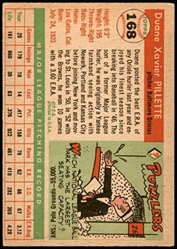 1955 Topps 168 Duane Pillette Baltimore Orioles (Baseball Kártya) VG/EX Orioles