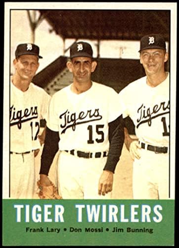 1963 Topps 218 Tigris Twirlers Jim Bunning/Frank Lary/Ne Mossi Detroit Tigers (Baseball Kártya) NM Tigrisek