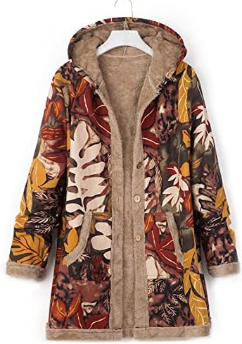 Téli Meleg Kabát Női Felsőruházat hosszúujjú Gombot Etnikai Stílus Outwear Bolyhos Polár Kabát Hangulatos Plus Size