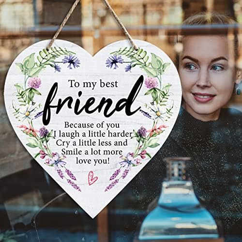 A barátság Ajándékok Nőknek, hogy A Legjobb Barátom Idézet Fa Lóg Szív Alakú Plakett Fa Alá Rusztikus Dekor falikárpitok