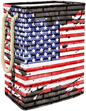 DEYYA Vízálló Szennyes Kosarat Magas, Erős Összecsukható Amerikai Zászlót Tégla Fal Nyomtatási Gátolják a Felnőtt Gyerekek