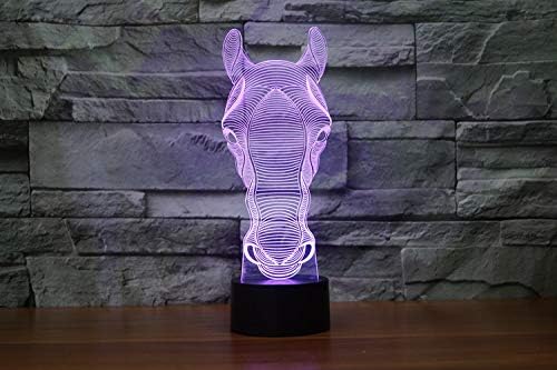 Jinnwell 3D Horse Éjszakai Fény Lámpa Illúzió 7 Szín Megváltoztatása Érintse meg a Kapcsoló Táblázat Asztal Dekoráció