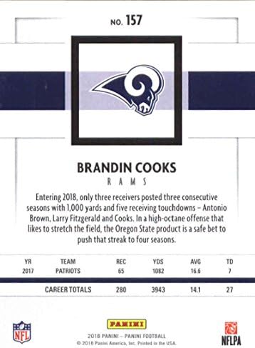 2018 Panini NFL-Foci 157 Brandin Főz Los Angeles Rams Hivatalos Kereskedési Kártya