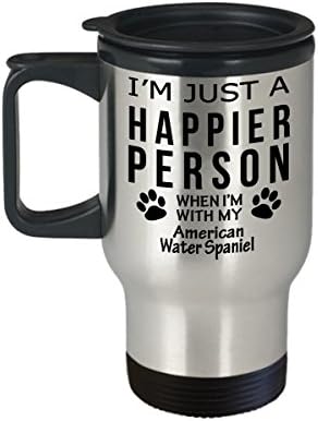 Kutya Szerető Utazási Bögre - Boldogabb Ember Az Amerikai Vízi Spániel -Kisállat-Tulajdonos Mentő Ajándékok