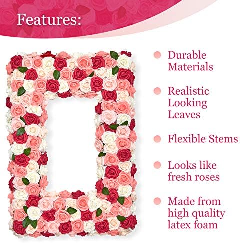 RCZ Dekor Csillám Blush Pink művirágok | Tartalmazza: 50 rózsáit Szárral együtt 20 Levelek