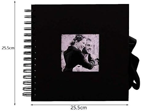 NZDY Kreatív 40 Lap Fekete Oldalak DIY Album Scrapbooking 360 Fokos Lap Forgatás Spirál Kötve Kézműves Papír, Fénykép