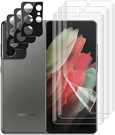 [3+3 Csomag] Kompatibilis a Samsung Galaxy S21 Ultra 5G képernyővédő fólia (Nem Üveg), Rugalmas, Puha TPU Film Kamera