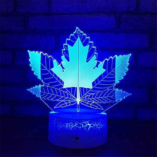 3D Maple Leaf Éjszakai Fény Led Touch Kapcsoló Dekor Asztal, Íróasztal Optikai Illúzió, Lámpák 7 színváltó LED Lámpák