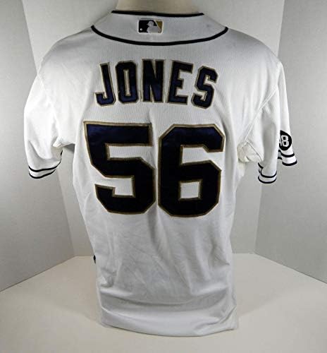 2012 San Diego Padres Jimmy Jones 56 Játék Használt Fehér Jersey 48 Patch - Játék Használt MLB Mezek