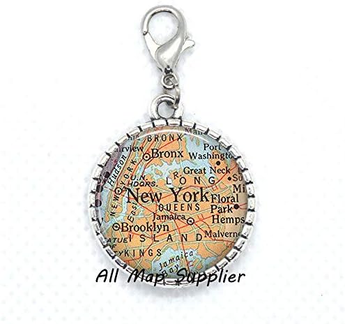 AllMapsupplier Divat Cipzár Húzza,New York térkép Cipzár Húzza,Manhattan térkép Homár Csattal,Brooklyn Bronx térkép
