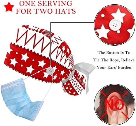 2 Csomag Állítható Működik a Caps Bouffant Kalap Gombok Rugalmas Nyakkendő Vissza Bozót, Női Kalapok a Férfiak Karácsonyi