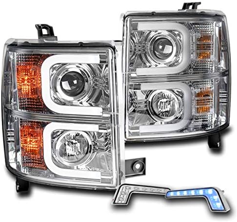 ZMAUTOPARTS A 2014-2015-Chevy Silverado 1500 DRL LED Chrome-Vetítő Fényszórók Lámpák 6.25 Kék LED Világítás DRL