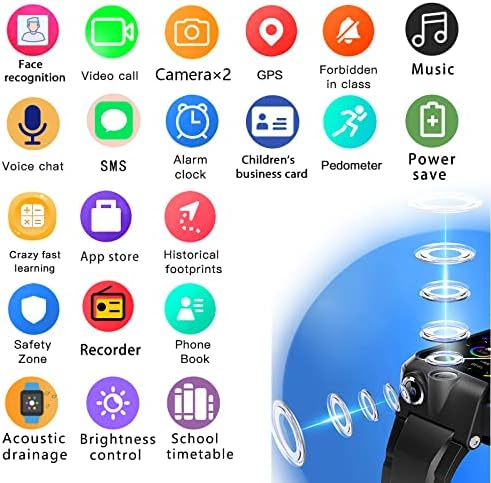 DDIOYIUR Gyerekek Okos Nézni, 4G GPS Tracker Gyermek Telefon Smartwatch a WiFi internet, SMS, Hívás,Hang & Video Chat,Bluetooth,Riasztó,Lépésszámláló,