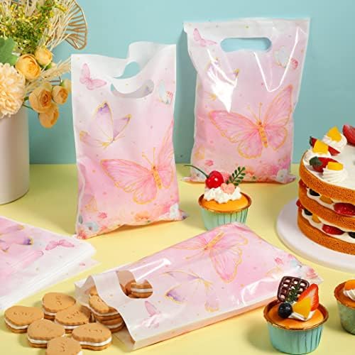 50 Db Pillangó Ajándék Táskák Műanyag Kis Rózsaszín Pillangó Candy Táskák Pillangós Születésnapi Komámasszony Táska