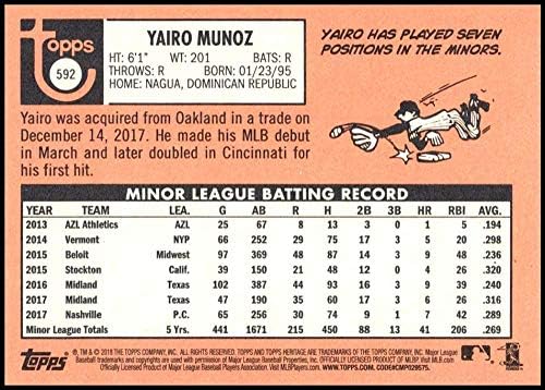 2018 Topps Örökség Magas Száma Baseball 592 Yairo Munoz RC Újonc St. Louis Cardinals MLB Hivatalos Kereskedési Kártya