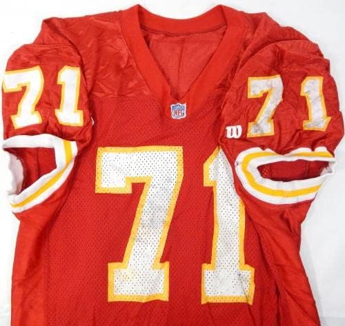 1993 Kansas City Chiefs Tom Dohring 71 Játék Használt Piros Mez 50 DP34342 - Aláíratlan NFL Játék Használt Mezek