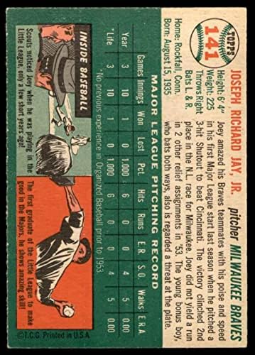 1954 Topps 141 Joey Jay Milwaukee Bátrabbak (Baseball Kártya) Dean Kártyák 5 - EX Bátrabbak
