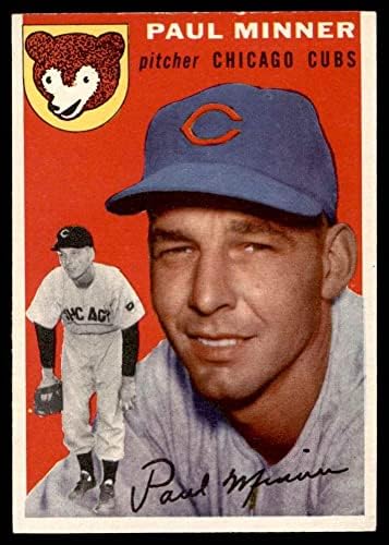 1954 Topps 28 WHT Paul Minner Chicago Cubs (Baseball Kártya) (Fehér Vissza) EX/MT Cubs