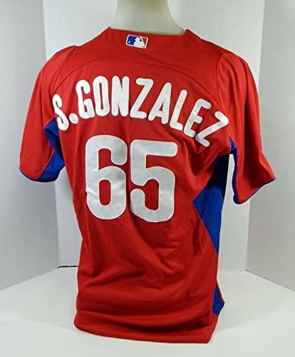 Philadelphia Phillies S. Gonzalez 65 Játék Használt Piros Mez ST BP 44 93 - Játék Használt MLB Mezek