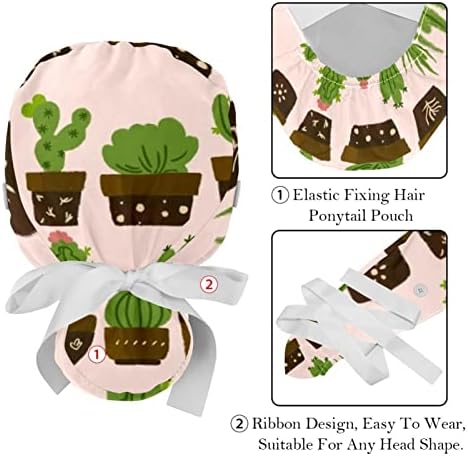 2 Db Kaktusz Növény Természetes Zöld Textúra Szép Rajzfilm Gombot Bozót Kap Dolgozik Kalapot, Egy Méret, Több Szín