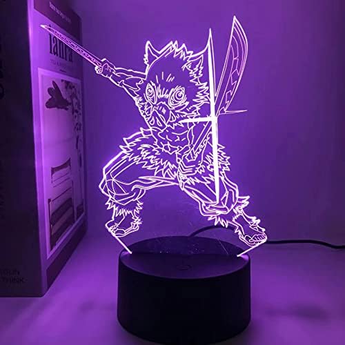Anime Démon Vadász Hashibira Inosuke Lámpa 3D-s Illúzió Éjszakai Fény Led-es Akril Panel Világítás Hálószoba Decor Gyerekek