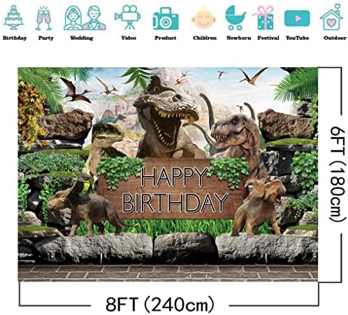 DHXXSC 8X6FT Dinoszaurusz Téma Háttér Fiú Gyerekek Születésnapi Party Fotózás Háttér Jungle Park Baba Zuhany Torta Asztal