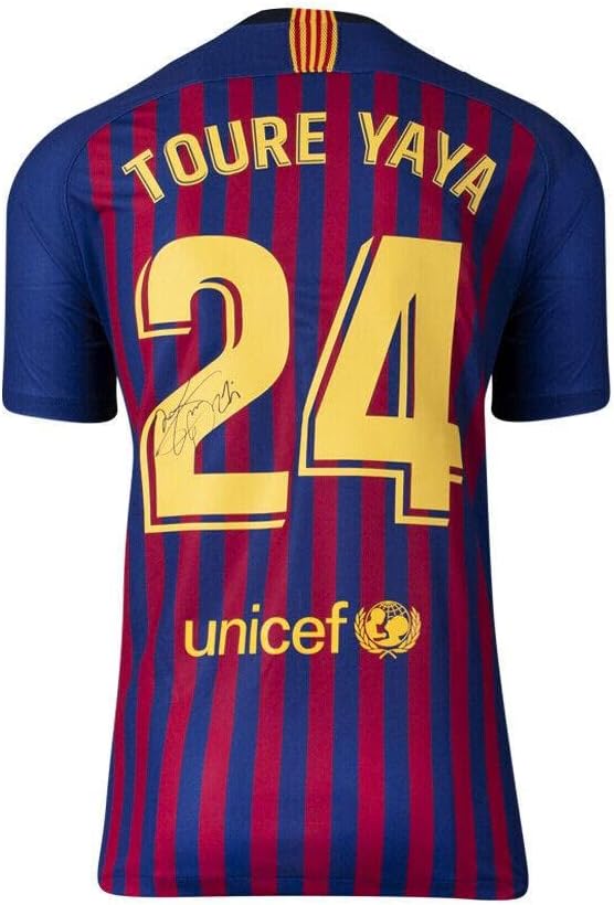 Yaya Toure Aláírt Barcelona Póló - 2018-19, A 24-Es Autogramot Jersey - Dedikált Foci Mezek