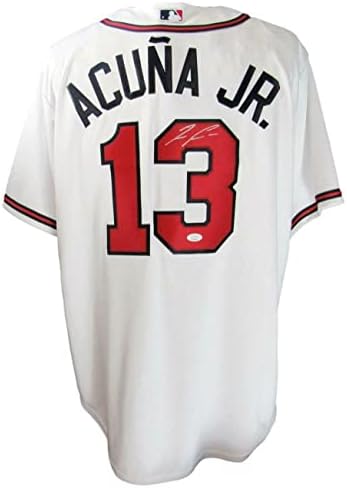 Ronald Acuna Ifjabb Aláírt Atlanta Braves Nike Fehér Baseball Jersey XL SZÖVETSÉG 158502 - Dedikált MLB Mezek