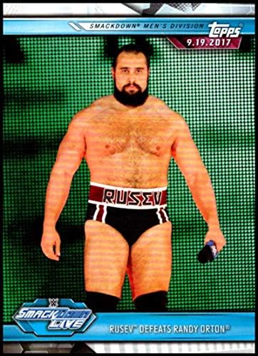 2019 Topps Út WrestleMania 57 Rusev Legyőzi Randy Orto NM-MT Hivatalos WWE Trading Card