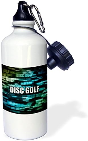 3dRose Színes Grafikai Tervezés a Disc Golf Szöveg Tér Sport kulacs, 21 oz, Többszínű