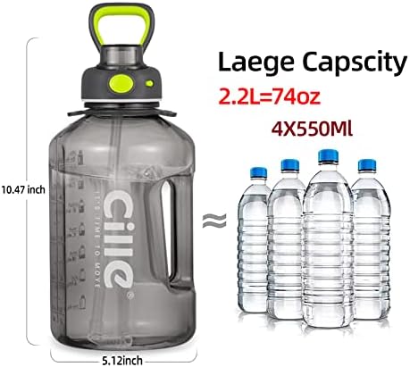 ZILSPY Fél Liter Víz Kancsó, 2.2 L Tritan Nagy Sport kulacs Nagy Kapacitás Szivárgásmentes Konténer BPA Mentes Hordozó