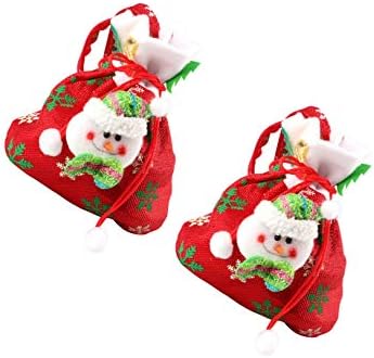 1 Készlet 2 Db Karácsonyi Zsák Összehúzható Nyomtatott Hóember Minta Ajándék Táskák (Piros) Karácsonyi Díszek, Ajándékok,